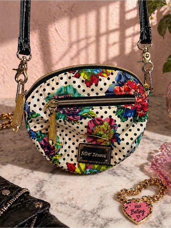 Betsey Johnson Handbags - Betsey Johnson Floral Polka Dot Crossbody Bag Mini Purse Y2K Glam